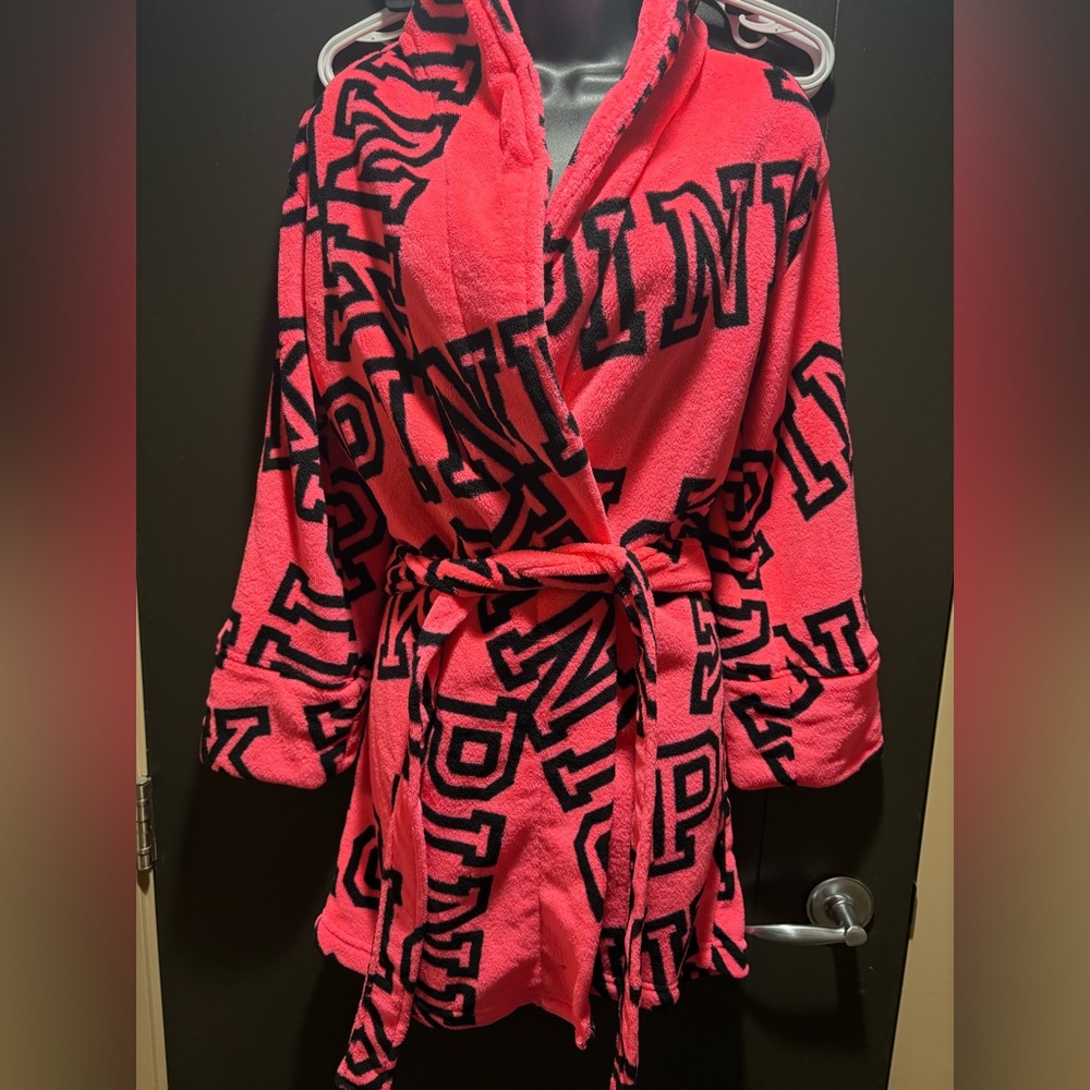 Iconic neon hot pink Victoria’s Secret PINK robe